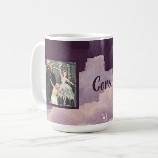 Paarse Waterverf Clouds Twee Foto Koffiemok (Voorkant links)