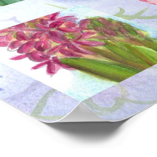 Paarse Waterverf Collage Art Pansy-Rozen Poster (Hoek)