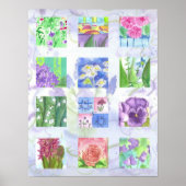 Paarse Waterverf Collage Art Pansy-Rozen Poster (Voorkant)