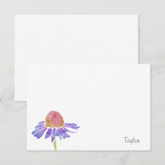 Paarse Waterverf Coneflower Notitiekaartje (Voorkant / Achterkant)