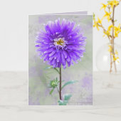 Paarse Waterverf Dahlia Birthday Kaart (Gele Bloem)