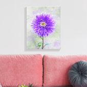 Paarse Waterverf Dahlia Canvas Afdruk (Insitu (Woonkamer))