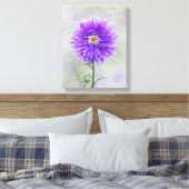 Paarse Waterverf Dahlia Canvas Afdruk (Insitu (Slaapkamer))