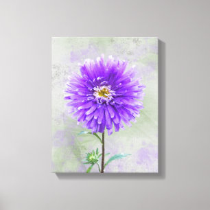 Paarse Waterverf Dahlia Canvas Afdruk