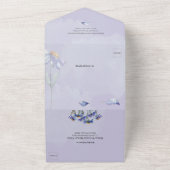 Paarse Waterverf Daisies Modern Rustic Wedding All In One Uitnodiging (Buitenkant)