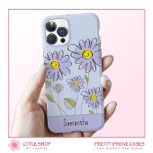 Paarse Waterverf Daisies Monogrammed Case-Mate iPhone Case
