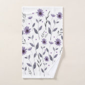 Paarse Waterverf Daisy Floral Motif Bad Handdoek (Handdoek)