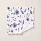 Paarse Waterverf Daisy Floral Motif Bad Handdoek (Wasdoekje)