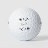 Paarse Waterverf Daisy Golfballen (Voorkant)