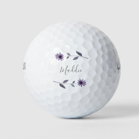 Paarse Waterverf Daisy Golfballen (Voorkant)