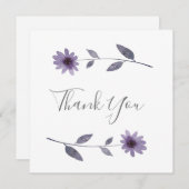 Paarse Waterverf Daisy Hartelijk dank Bedankkaart (Voorkant / Achterkant)