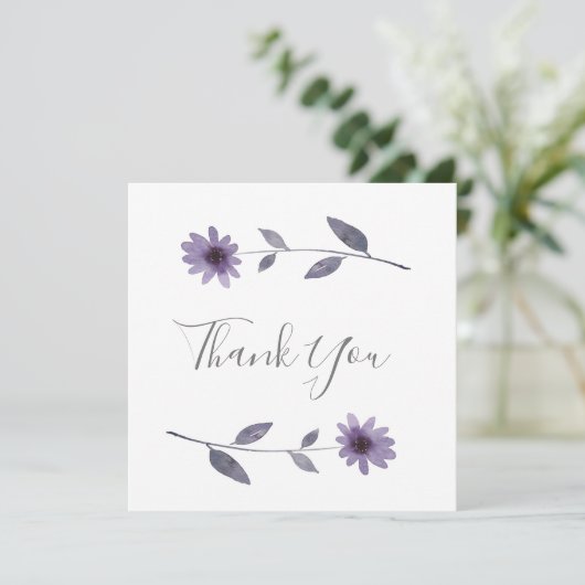 Paarse Waterverf Daisy Hartelijk dank Bedankkaart (Staand voorkant)