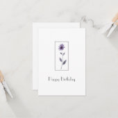 Paarse Waterverf Daisy Kaart (Voorkant / Achterkant in situ)