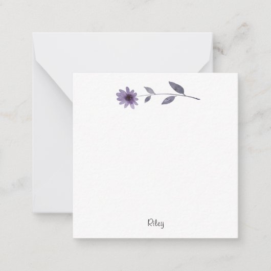 Paarse Waterverf Daisy Note Kaart Notitiekaartje (Voorkant)