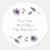 Paarse Waterverf Daisy Ronde Sticker (Voorkant)