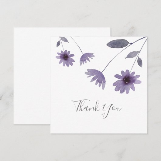 Paarse Waterverf Daisy Stems Bedankkaart (Voorkant / Achterkant)