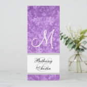 Paarse Waterverf Damask Wedding F200 Kaart (Staand voorkant)