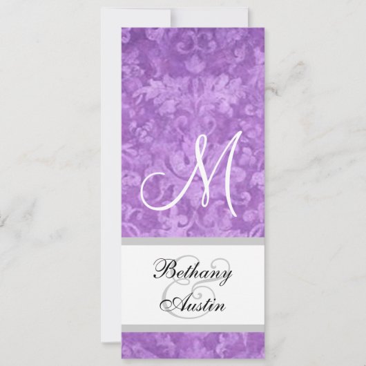 Paarse Waterverf Damask Wedding F200 Kaart (Voorkant)