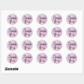 Paarse Waterverf Dank je Cupcake Ronde Sticker (Vel)