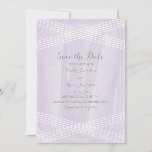 Paarse Waterverf Deco Save the Date (Voorkant)