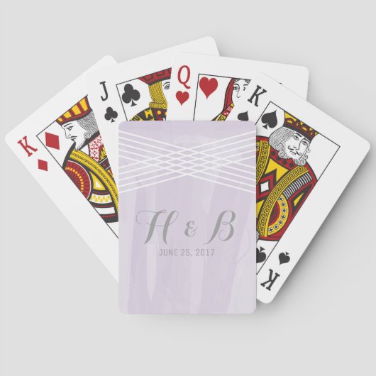 Paarse Waterverf Deco Wedding Pokerkaarten (Achterkant)