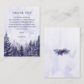 Paarse Waterverf dennenbos bruiloft dank u Plaatskaartje (Voorkant / Achterkant)