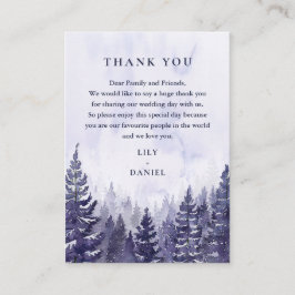 Paarse Waterverf dennenbos bruiloft dank u Plaatskaartje