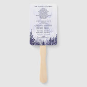 Paarse Waterverf dennenbos bruiloft programma Handwaaier (Achterkant)