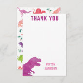 Paarse Waterverf dinosaurus gepersonaliseerd dank  Bedankkaart (Voorkant / Achterkant)