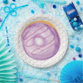 Paarse Waterverf Donut en Sprinkles Papieren Bordje (Feest)
