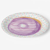 Paarse Waterverf Donut en Sprinkles Papieren Bordje (Gekanteld)