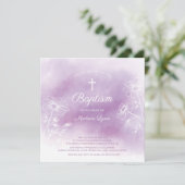 Paarse Waterverf doopsel doop Kaart (Staand voorkant)