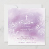 Paarse Waterverf doopsel doop Kaart (Voorkant)