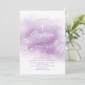 Paarse Waterverf doopsel doop Kaart (Staand voorkant)