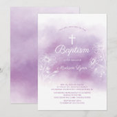 Paarse Waterverf doopsel doop Kaart (Voorkant / Achterkant)