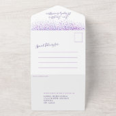 Paarse waterverf douchen verlate bruiloft all in one uitnodiging (Buitenkant)