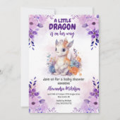 Paarse Waterverf Dragon Baby shower Kaart (Voorkant)