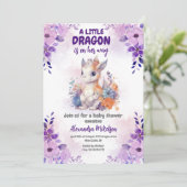 Paarse Waterverf Dragon Baby shower Kaart (Staand voorkant)