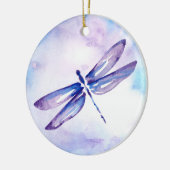 Paarse Waterverf Dragonfly-kerstsieraden Keramisch Ornament (Links)