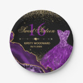 Paarse Waterverf Dress Sweet 16 Birthday Papieren Bordje (Voorkant)