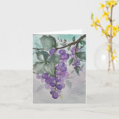 Paarse waterverf druiven - Gevouwen blanco begroet Kaart (Gele Bloem)
