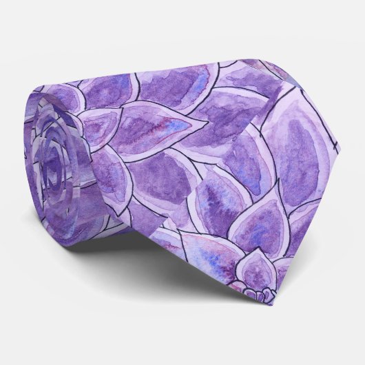 Paarse Waterverf Echeveria Succulent Stropdas (Opgerold)