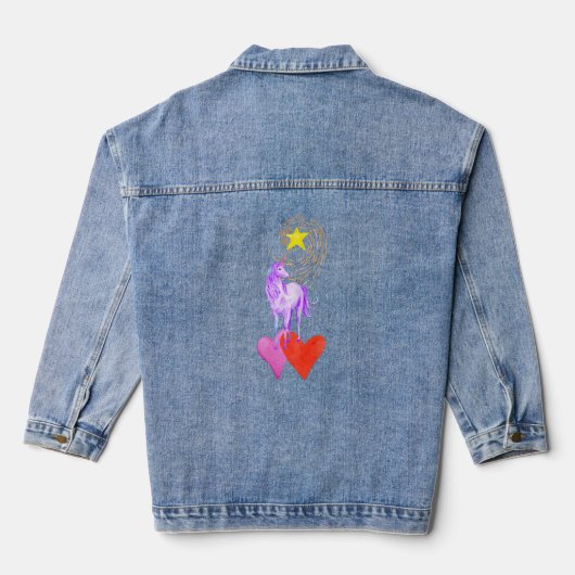 Paarse Waterverf Eenhoorn Denim Jacket (Achterkant)