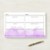 Paarse Waterverf Eenvoudige Dagelijkse Organisator Post-it® Notes (Op bureau)