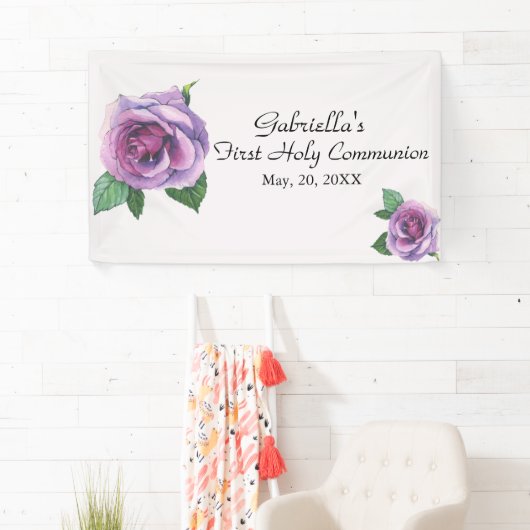 Paarse Waterverf Eerste Heilige Communistische Ban Spandoek (Insitu)