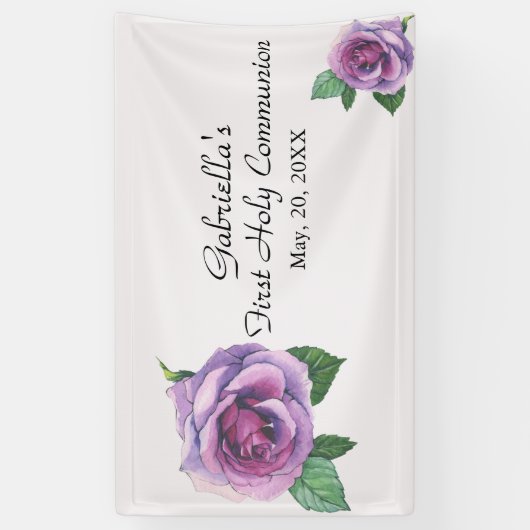 Paarse Waterverf Eerste Heilige Communistische Ban Spandoek (Verticaal)