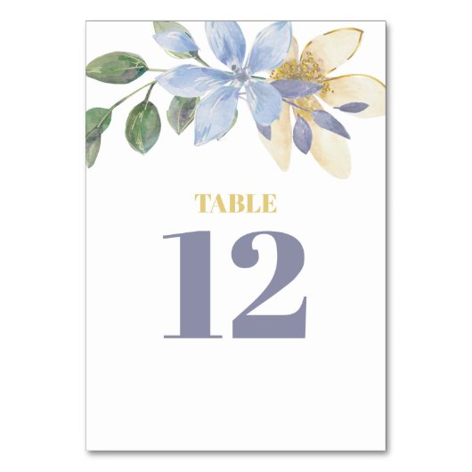 Paarse Waterverf Elegante Bloemen Tafel Nummer Kaa Kaart (Achterkant)