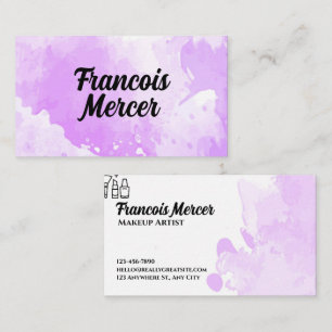 Paarse Waterverf Elegante Script Visitekaartje