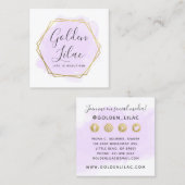 Paarse Waterverf en Gold Social Media Network Vierkante Visitekaartje (Voorkant / Achterkant)