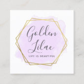 Paarse Waterverf en Gold Social Media Network Vierkante Visitekaartje (Voorkant)